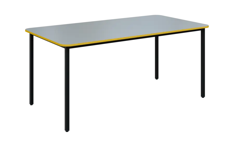 JSBR 170N Jídelní stůl 1700 x 900 mm, deska šedá s hranou žlutá odio / podnož černá